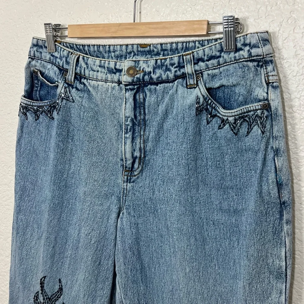 Vintage Y2K Jeanology Jeans Flare Black Lace Size 12